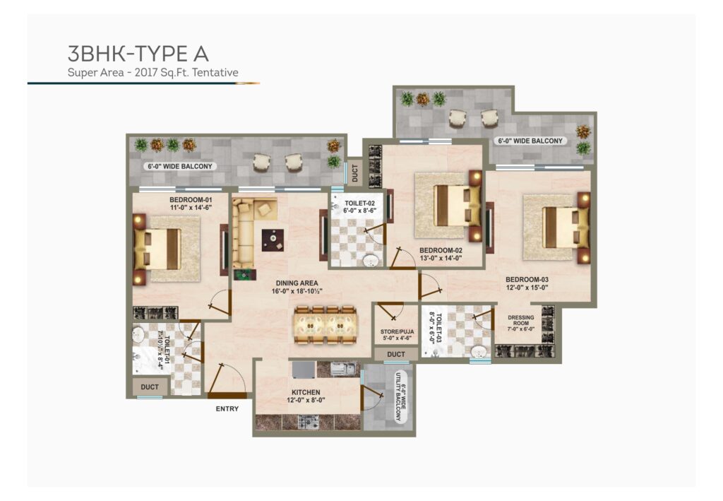 Genesis Heights 3 BHK Apartment